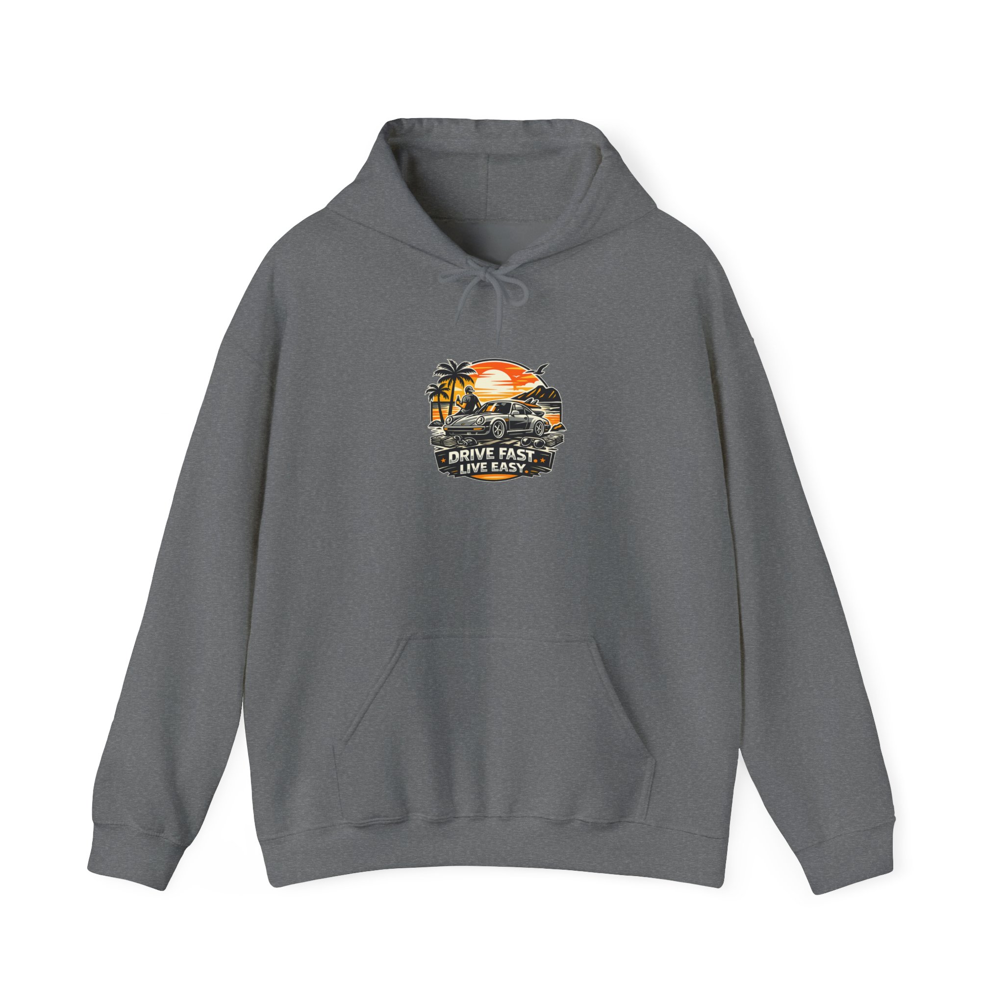 Hoodie - "Drive Fast, Live Easy" Tropical Sunset Pullover – Bild 25