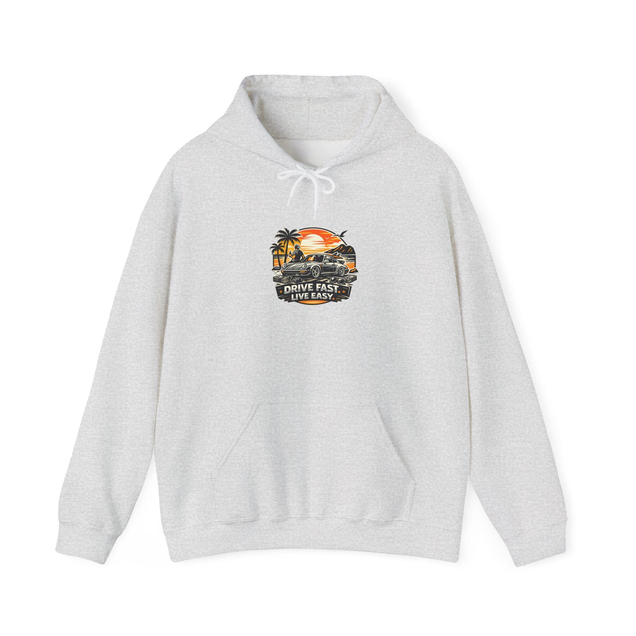 Hoodie - "Drive Fast, Live Easy" Tropical Sunset Pullover – Bild 9